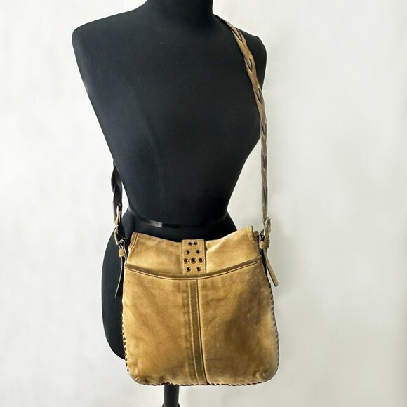 Coach Soho Suede Fringe Hobo Bag 9184 Braided Strap Grommet Tassel Boho Crossbod - Picture 9 of 11